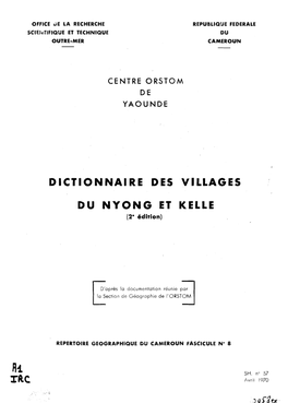 Dictionnaire Des Villages Du Nyong Et Kellé