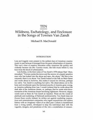 TEN Wildness, Eschatology, and Enclosure in the Songs of Townes Van Zandt