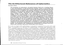 The Architectural Relevance of Cybernetics', Architectural Design, September Issue No 7/6, John Wiley & Sons Ltd (London), 1969, Pp 494-6