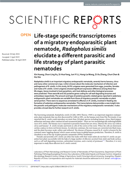 Life-Stage Specific Transcriptomes of a Migratory Endoparasitic Plant