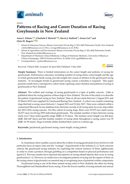 Patterns of Racing and Career Duration of Racing Greyhounds in New Zealand
