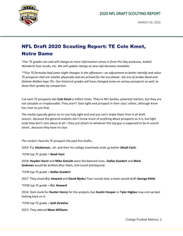 NFL Draft 2020 Scouting Report: TE Cole Kmet, Notre Dame