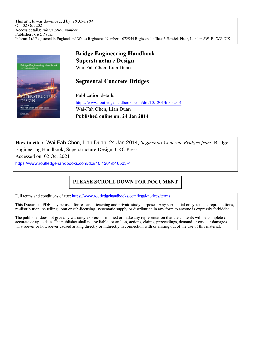 Bridge Engineering Handbook Superstructure Design Segmental