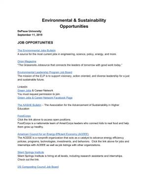Environmental & Sustainability Opportunities