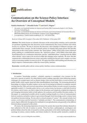 Communication on the Science-Policy Interface: an Overview of Conceptual Models