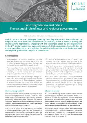 Land Degradation and Cities: the Essential Role of Local and Regional Governments