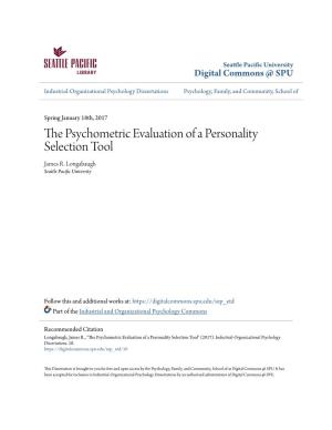 The Psychometric Evaluation of a Personality Selection Tool