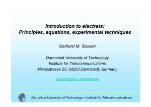 Introduction to Electrets: Principles, Equations, Experimental Techniques