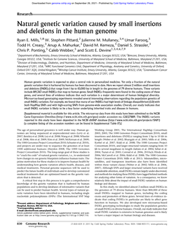 Natural Genetic Variation Caused by Small Insertions and Deletions in the Human Genome