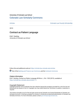 Contract As Pattern Language