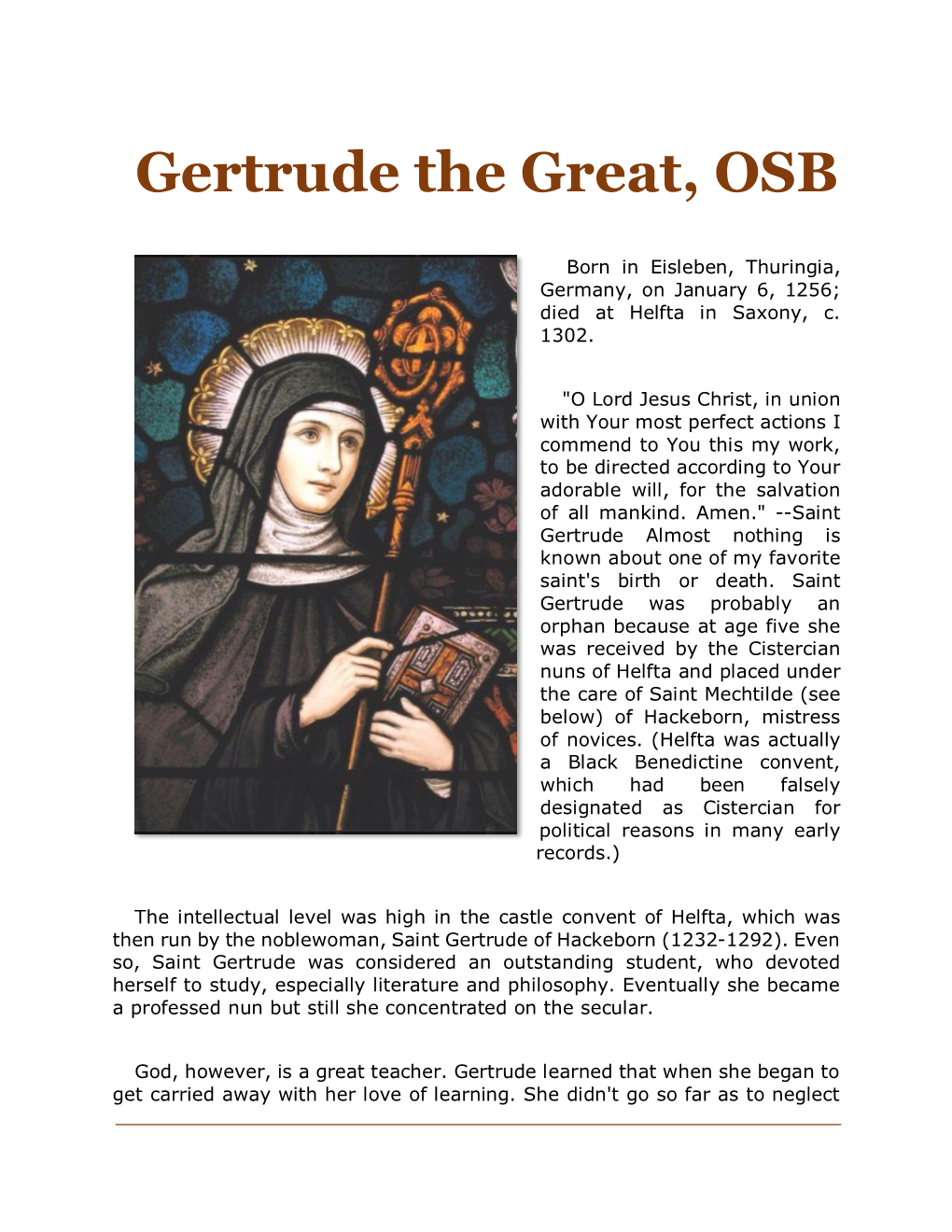 Gertrude the Great, OSB