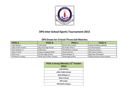 DPS Inter School Sports Tournament 2015