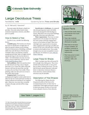 Large Deciduous Trees Fact Sheet No