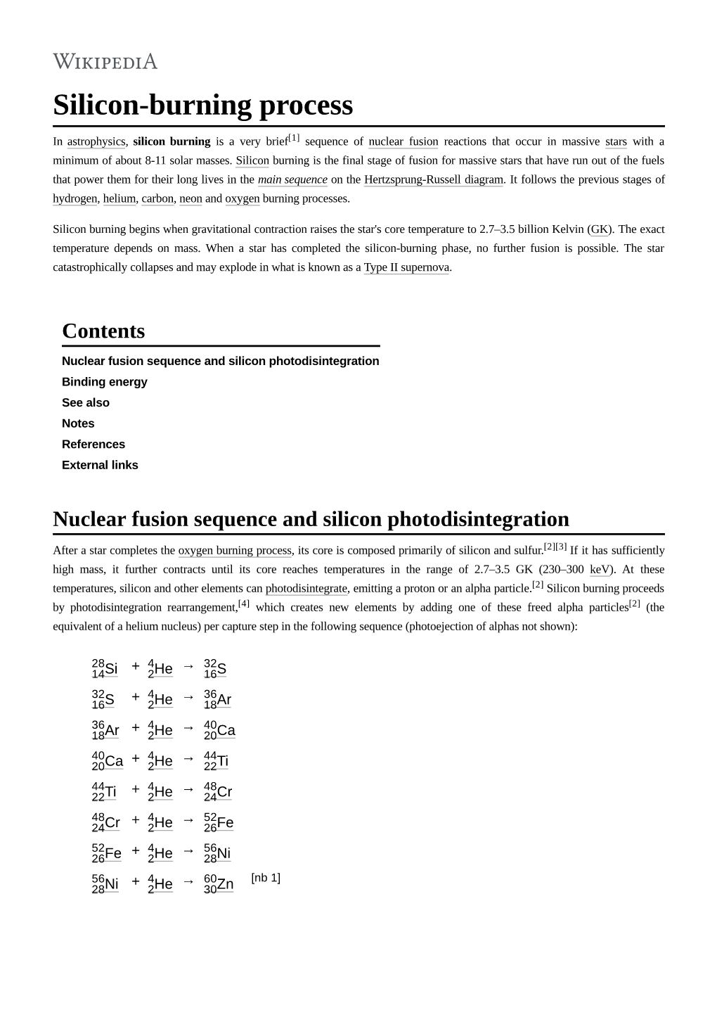 Silicon-Burning Process