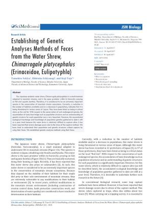 Establishing of Genetic Analyses Methods of Feces from the Water Shrew, Chimarrogale Platycephalus (Erinaceidae, Eulipotyphla)