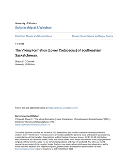 The Viking Formation (Lower Cretaceous) of Southeastern Saskatchewan