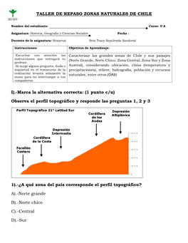Taller De Repaso Zonas Naturales De Chile