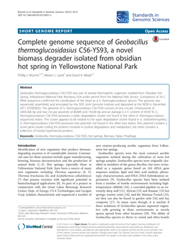 Complete Genome Sequence of Geobacillus Thermoglucosidasius