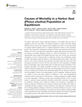 Causes of Mortality in a Harbor Seal Population at Equilibrium