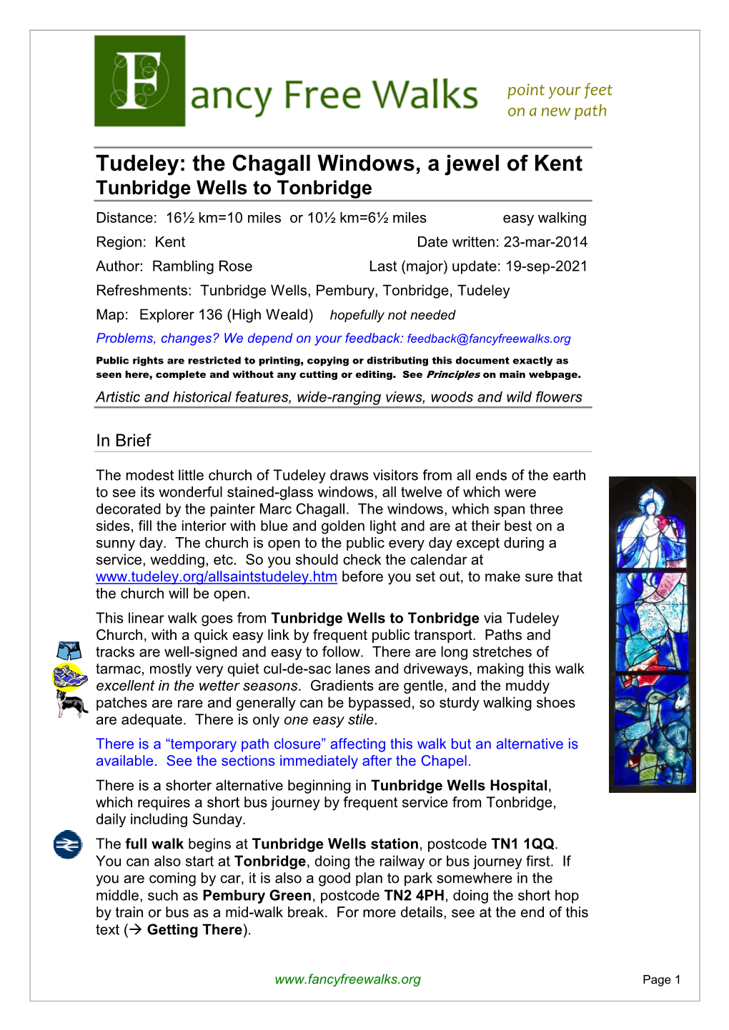 Tudeley: the Chagall Windows, a Jewel of Kent Tunbridge Wells to Tonbridge