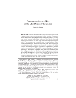 Countertransference Bias in the Child Custody Evaluator