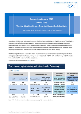 (COVID-19) Daily Situation Report of the Robert Koch Institute