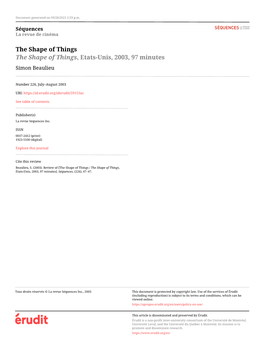 The Shape of Things / the Shape of Things, Etats-Unis, 2003, 97 Minutes]