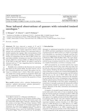 Near Infrared Observations of Quasars with Extended Ionized Envelopes