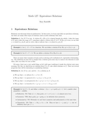 Math 127: Equivalence Relations