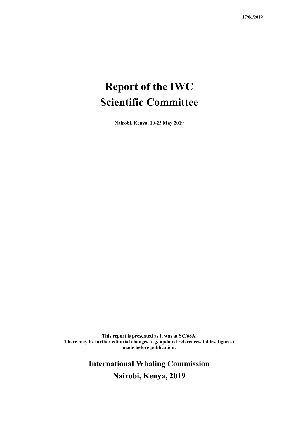 Report of the IWC Scientific Committee