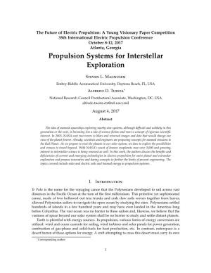 Propulsion Systems for Interstellar Exploration