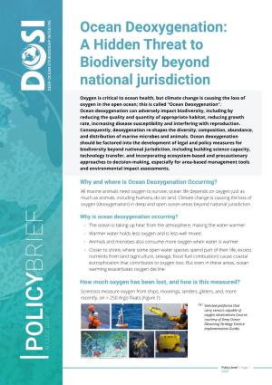 Ocean Deoxygenation: a Hidden Threat to Biodiversity Beyond National Jurisdiction