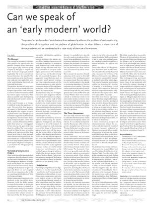 Early Modern Asia Can We Speak of an ‘Early Modern’ World?