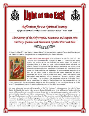 Reflections for Our Spiritual Journey Epiphany of Our Lord Byzantine Catholic Church  June 2018
