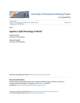 Against a Split Phonology of Michif
