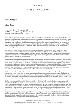 Press Release Julian Opie