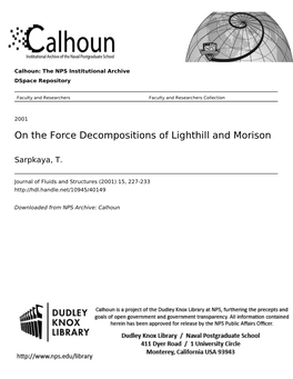 On the Force Decompositions of Lighthill and Morison