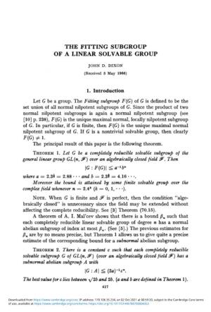 The Fitting Subgroup of a Linear Solvable Group