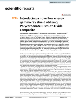 Introducing a Novel Low Energy Gamma Ray Shield Utilizing