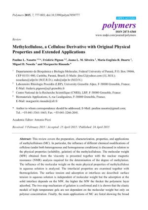 Methylcellulose, a Cellulose Derivative with Original Physical Properties and Extended Applications