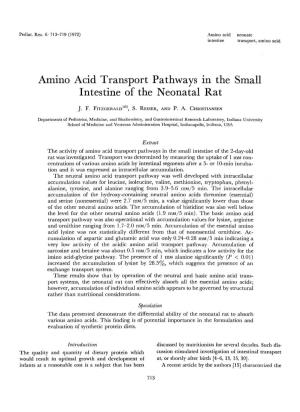 Amino Acid Transport Pathways in the Small Intestine of the Neonatal Rat
