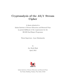 Cryptanalysis of the A5/1 Stream Cipher