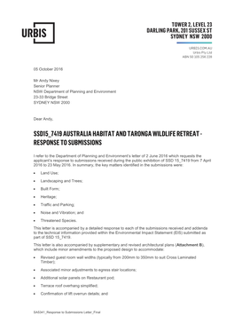 Ssd15 7419 Australia Habitat and Taronga Wildlife Retreat - Response to Submissions