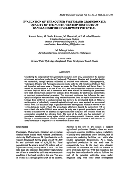 Evaluation of the Aquifer System and Groundwater Quality of the North-Western Districts of Bangladesh for Development Potential