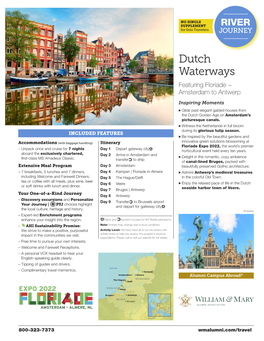 Dutch Waterways Featuring Floriade ~ Amsterdam to Antwerp