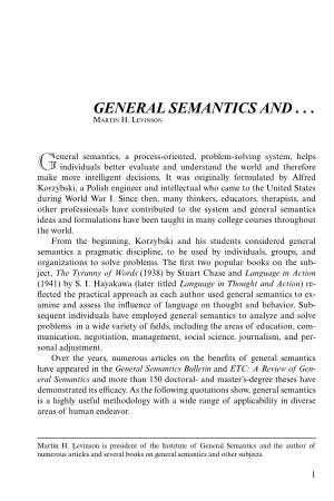 General Semantics And... by Martin H. Levinson
