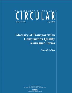 Glossary of Transportation Construction Quality Assurance Terms