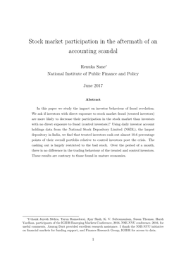 Stock Market Participation in the Aftermath of an Accounting Scandal