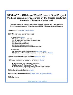 Florida Offshore Winds and Ocean