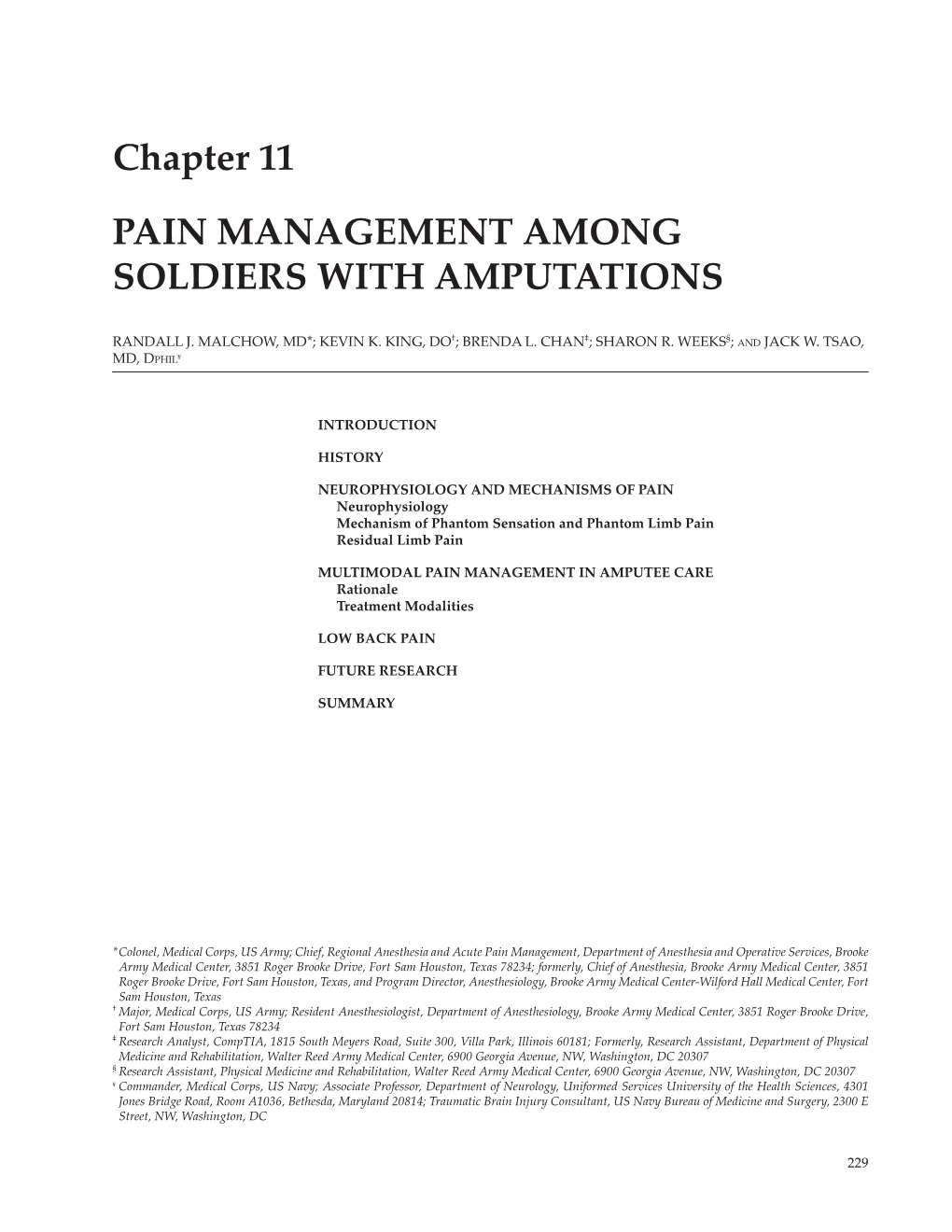 Chapter 11 PAIN MANAGEMENT AMONG SOLDIERS with AMPUTATIONS
